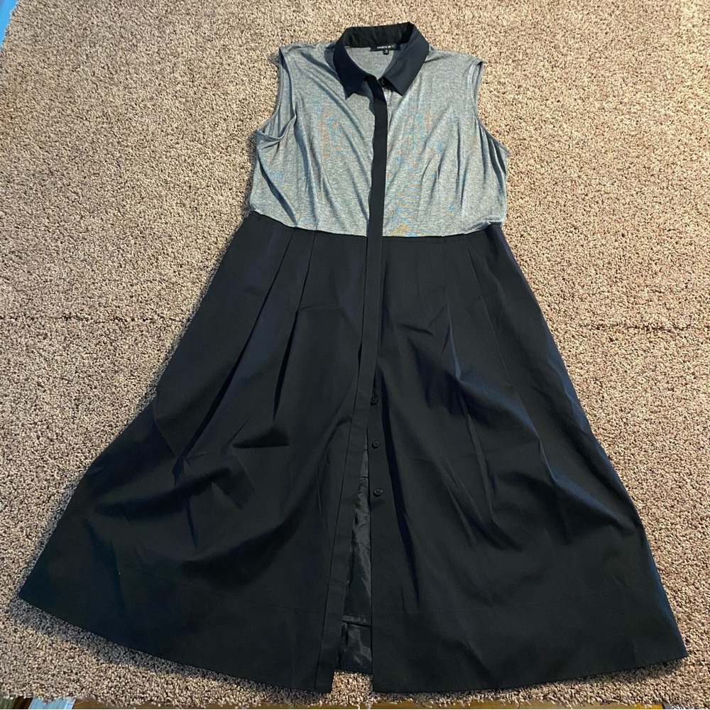 Lafayette 148 New York collared button up midi dress sleeveless size 16 women’s